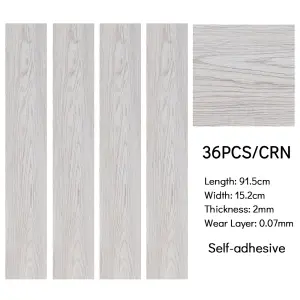 Set of 36 Rustic Wood Grain Self Adhesive Plank PVC Vinyl Flooring, 5m² Pack