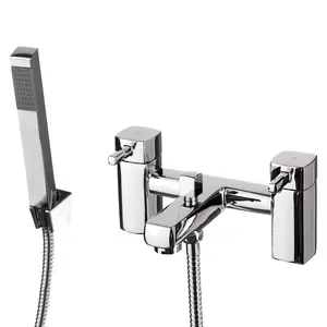 Nes Home Boston Chrome Square Single Lever Basin Sink Mono & Bath Shower Mixer Tap Set