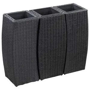 Berkfield Garden Raised Beds 3 pcs Poly Rattan Black