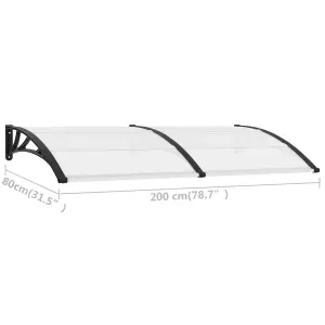 Berkfield Door Canopy Black and Transparent 200x80 cm PC