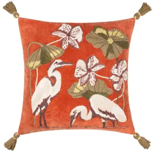 Wylder Kushiro Embroidered Velvet Feather Rich Cushion