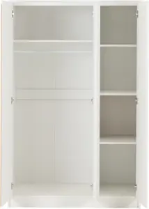 Malvern 3 Door Wardrobe in White Finish Hanging Rail and Shelving