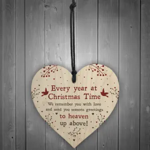 Christmas Memorial Bauble Hanging Wooden Heart Memorial Sign Tree Memorial Plaque