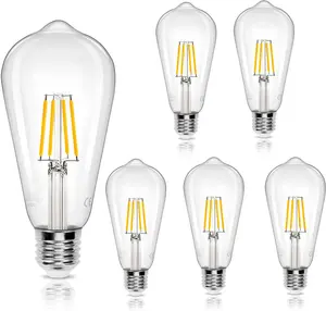 Aigostar LED Edison Bulb, ST64 Vintage Light Bulb, 4W E27 LED Bulbs