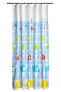 Fish Design Polyester Shower Curtain-Hooks