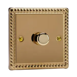 Varilight 1-Gang 2-Way 120W V-Pro LED Dimmer Rope-Edge Brass