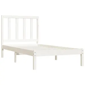 Berkfield Bed Frame White Solid Wood Pine 75x190 cm 2FT6 Small Single