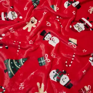 Celebright Luxurious 100% Recycled Christmas Fleece Throw - Large 50x60 Inch Fluffy Microfiber Blanket - Jolly Holiday Red