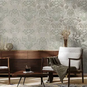 Superfresco Easy Beige Jungle Day Metallic effect Smooth Wallpaper