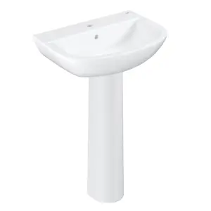 Grohe Bau Gloss White Oval Floor-mounted Full pedestal Basin