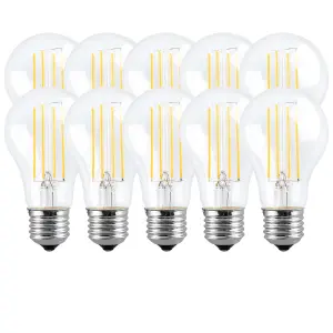 Harper Living 8 Watts A60 E27 LED Bulb Clear Cool White Dimmable, Pack of 10