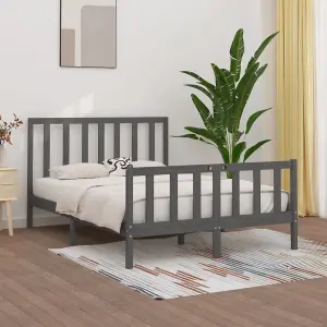 Berkfield Bed Frame Grey Solid Wood 150x200 cm 5FT King Size