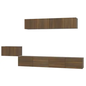 Berkfield 5 Piece TV Cabinet Set Brown Oak Engineered Wood