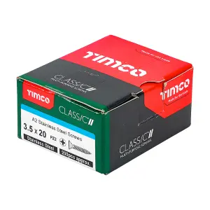 TIMCO Classic Multi-Purpose Countersunk A2 Stainless Steel Woodcrews - 3.5 x 20 (200pcs)