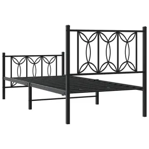 Berkfield Metal Bed Frame without Mattress with Footboard Black 90x190cm