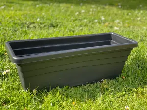 Ward Strata 50cm Planter Trough Black Plastic Ascot Rectangular Plant Tub Pot