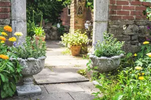 Pair of Tulip Design Stone Cast Garden Vases