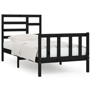 Berkfield Bed Frame Black Solid Wood Pine 90x200 cm