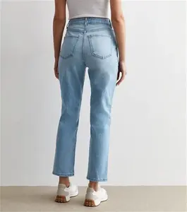 New Look Women's Pale Blue Hannah Cropped Straight Leg Jeans - 14L32