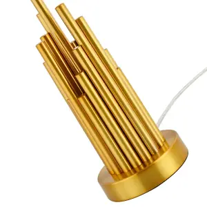 Modern Stalagmite Designed Table Lamp Base with Multi Level Pipes in Satin Gold