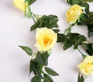 Best Artificial 7ft Yellow Silk Rose Garland decoration - perfect from home, office or events