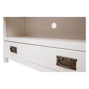 Lovere Off White 1 Drawer TV Cabinet Brass Drop Handle