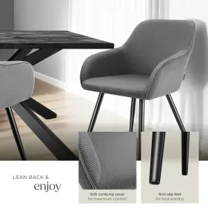 Dining Chair Marilyn - corduroy look, upholstered, armchair, continuous backrest - grey/black