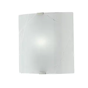 Luminosa PARADISE Patterned Glass Flush Ceiling Light White 26x26cm