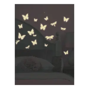 RoomMates Butterflies & Dragonflies Glow In The Dark Peel & Stick Wall Decals