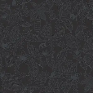 Galerie Ted Baker Fantasia Black Monflo Leaf Wallpaper Roll