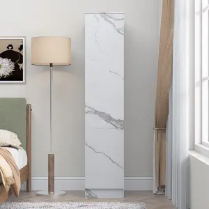 ZITA - 1 Door Plain Wardrobe in Matt White Marble Effect