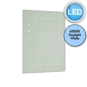 First Choice Lighting Battery Operated LED Illuminated Bathroom 60cm Dot Rectangular Mirror