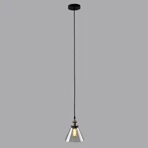 ValueLights Norton Black and Gold Ceiling Pendant and Clear Glass Drop Down Light Shade Fitting