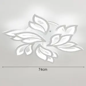 9 Head Petal Flower Shaped Acrylic LED Energy Efficient Semi Flush Ceiling Light Fixture Cool White