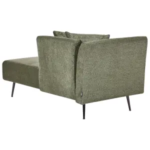 Left Hand Fabric Chaise Lounge Green RIOM