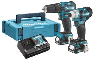 Makita CLX205AJ 12v 2 Piece Kit Brushless Combi Drill + Impact Driver + Makpac