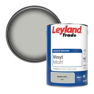 Leyland Trade Vinyl Matt Walls & Ceilings Emulsion Paint Nimbus Grey (10A03) 5L