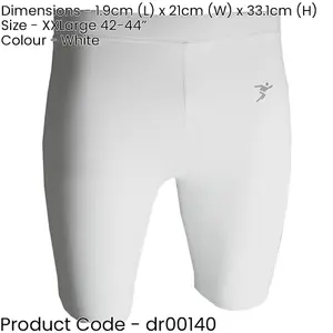 XXL - WHITE Adult Sports Baselayer Compression Shorts Bottoms - Unisex Training