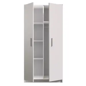 Elegant White Matt Hinged Wardrobe H1930mm W800mm D500mm - Spacious Storage for Modern Bedrooms