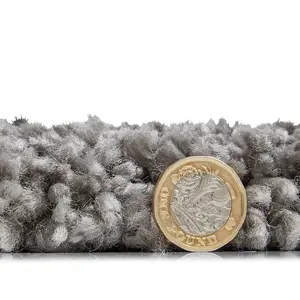 Grey Plain Shaggy Modern Plain Easy to Clean Rug Soft For Dining Room -200cm X 290cm