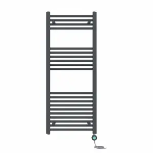 Right Radiators Prefilled Thermostatic WiFi Electric Heated Towel Rail Straight Bathroom Ladder Warmer - Anthracite 1200x500 mm