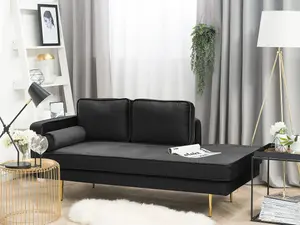 Left Hand Velvet Chaise Lounge Black MIRAMAS