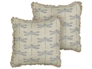 Set of 2 Cushions CORNALES Cotton 45 x 45 cm Animal Beige