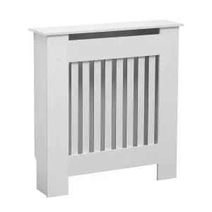 Oypla Small White Wooden Slatted Grill Radiator Cover MDF Cabinet