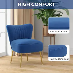 HOMCOM Set of 2 Accent Chairs Wingback Armless Chairs for Bedroom Dark Blue