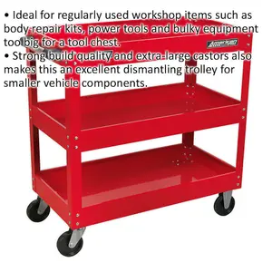 Heavy-Duty 3 Level Workshop Trolley with Large Castors - 50kg Capacity per Shelf