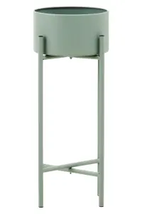 Interiors by Premier Contemporary Small Green Floor Standing Planter, Sturdy Outdoor Pot For Flowers, Durable Floor Planter