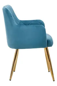 Light Blue Velvet Angular Dining Chair, Gold Finish Accent Chair,Decorative Chair,Kitchen Chair,Patio Chair