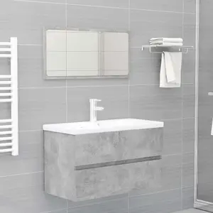 Berkfield 2 Piece Bathroom Furniture Set Concrete Grey Engineered Wood