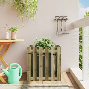 Berkfield Garden Planter with Fence Design 60x60x60 cm Impregnated Wood Pine